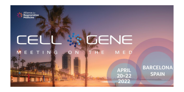 Banner reading “cell gene meeting on the med, April 20-22, 2022, Barcelona, Spain”