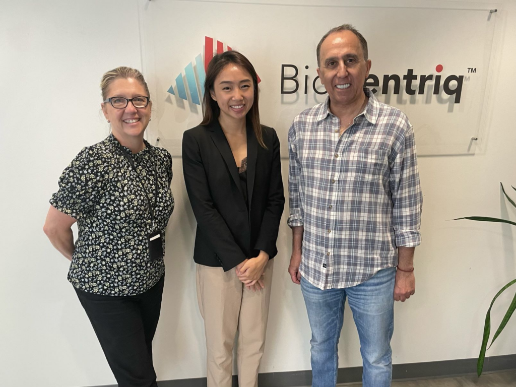 BioCentriq Intern Yvette with SVP of Commercialization Amy Lamperti and CEO Haro Hartounian
